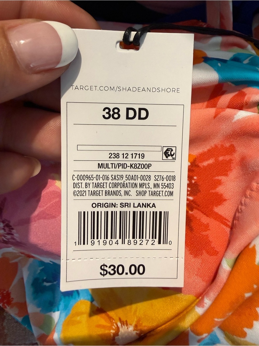 Shade & Shore Floral Bikini Top in White, Pink, Orange, Blue and Yellow - Picture 4 of 5
